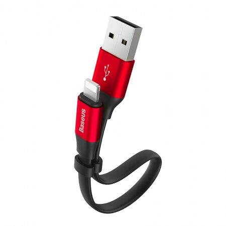 Кабель USB BASEUS Nimble Portable, USB - Lightning, 2А, 23 см, черныйкрасный - 1