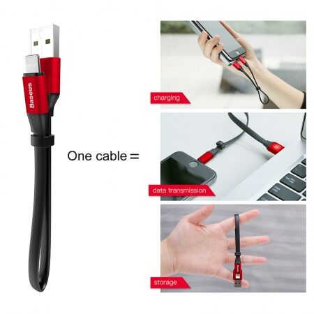 Кабель USB BASEUS Nimble Portable, USB - Lightning, 2А, 23 см, черныйкрасный - 3