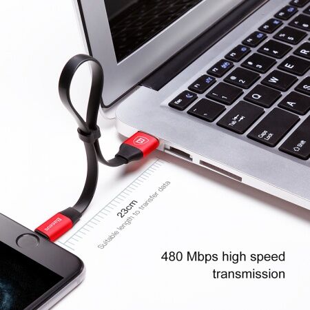 Кабель USB BASEUS Nimble Portable, USB - Lightning, 2А, 23 см, черныйкрасный - 5