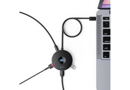 USB-концентратор BASEUS Round Box, Разветвитель, USB - 1xUSB3.0  3xUSB2.0, 1 м, черный - 5