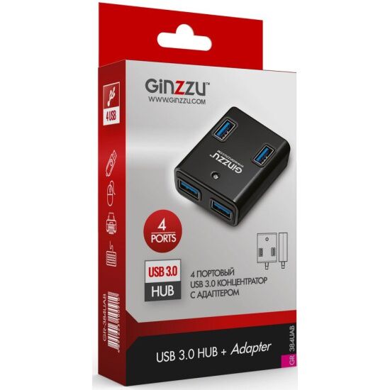 USB хаб GINZZU GR-384UAB - 2