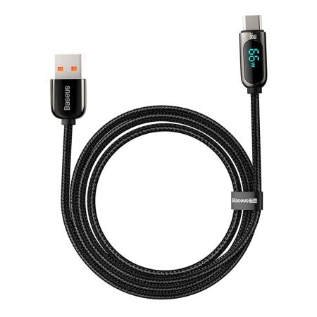 Кабель USB BASEUS Display Fast Charging, USB - Type-C, 66W, 2 м, черный - 1