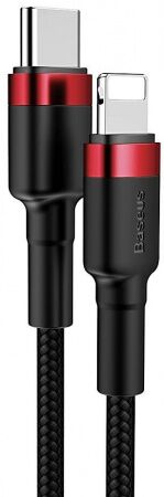 Кабель USB-C BASEUS Cafule, Type-C - Lightning, 2.4А, 18W, 1 м, красныйчерный - 5
