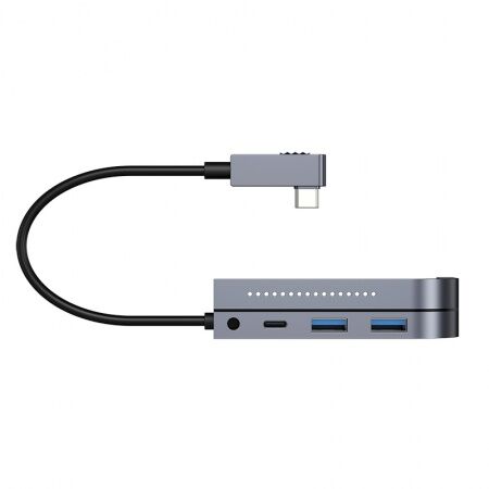 Переходник BASEUS Bend Angle, Разветвитель, Type-C - 2XUSB3.0 + HDMI + TF + PD + 3.5mm, серебристый - 5
