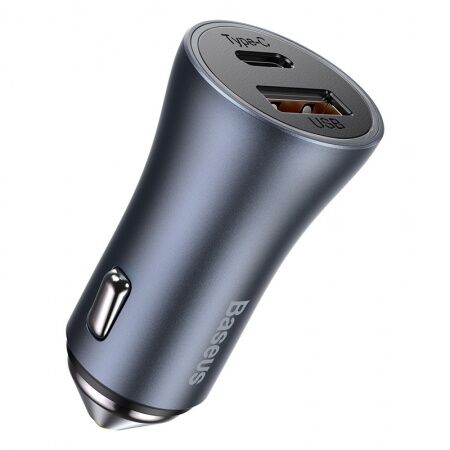 Автомобильное зарядное устройство BASEUS Golden Contactor Pro Dual, USBUSB-C  Кабель USB-Type-C, 5 - 5