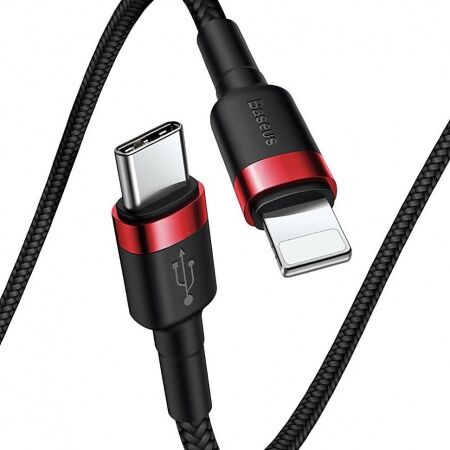 Кабель USB-C BASEUS Cafule, Type-C - Lightning, 2.4А, 18W, 1 м, красныйчерный - 3