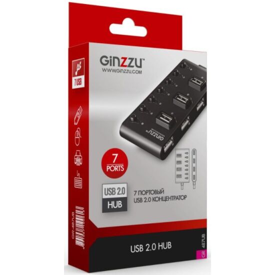 USB хаб GINZZU GR-487UB (7xUSB 2.0) - 2