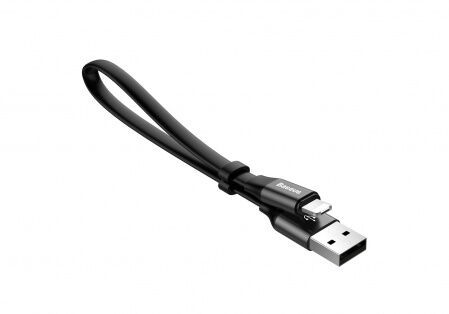 Кабель USB BASEUS Two-in-one Portable, USB - MicroUSBLightning, 2А, 23 см, черный - 1