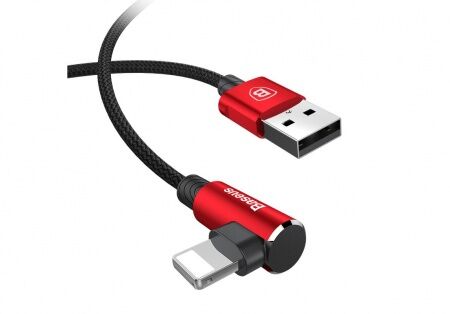 Кабель USB BASEUS MVP Elbow Type, USB - Lightning, 2А, 1 м, красный, угловой - 5