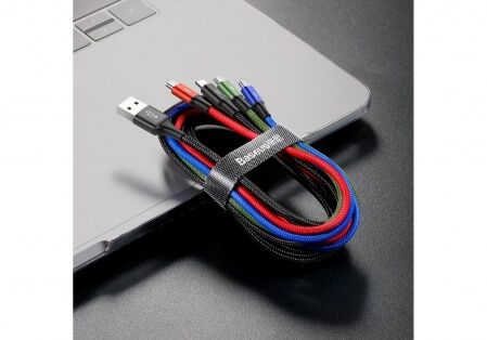Кабель USB BASEUS Fast 4-in-1, USB - MicroUSB  Type-C  2Lightning, 3.5A, 1.2 м, черный - 2