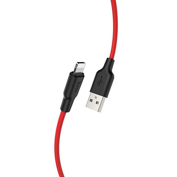 USB кабель HOCO X21 Plus Silicone Lightning 8-pin, 2.4А, 1м, силикон (красный/черный) - 3