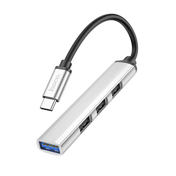 USB-C Хаб HOCO HB26 4 in 1 3хUSB 2.0  1xUSB 3.0 (серебро) - 1