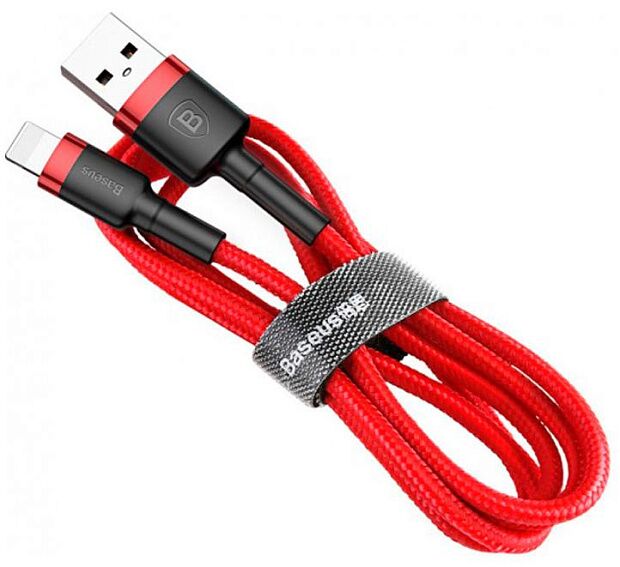 Кабель USB BASEUS Cafule, USB - Lightning, 2.4А, 1 м, красныйкрасный - 1