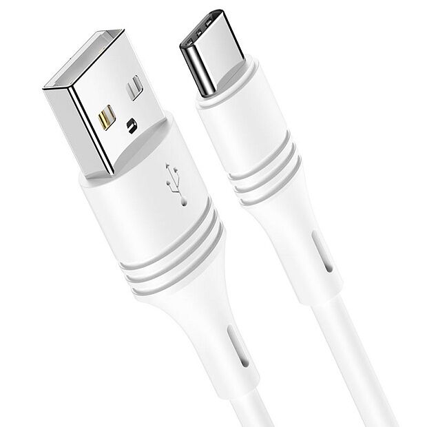 USB кабель BOROFONE BX43 CoolJoy Type-C, 1м, 3A, PVC (белый) - 1