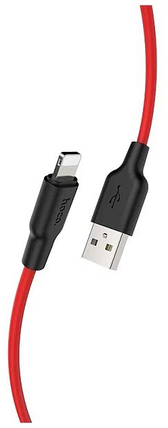 USB кабель HOCO X21 Plus Silicone Lightning 8-pin, 2.4А, 1м, силикон (красный/черный) - 1