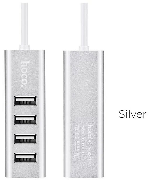 USB Хаб Hoco HB1 4хUSB (Silver) - 1