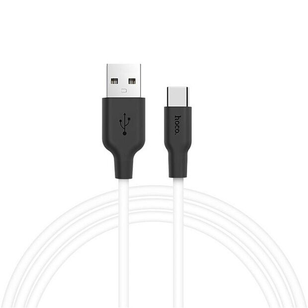 USB кабель HOCO X21 Plus Silicone Type-C, 3А, 1м, силикон (белый/черный) - 1