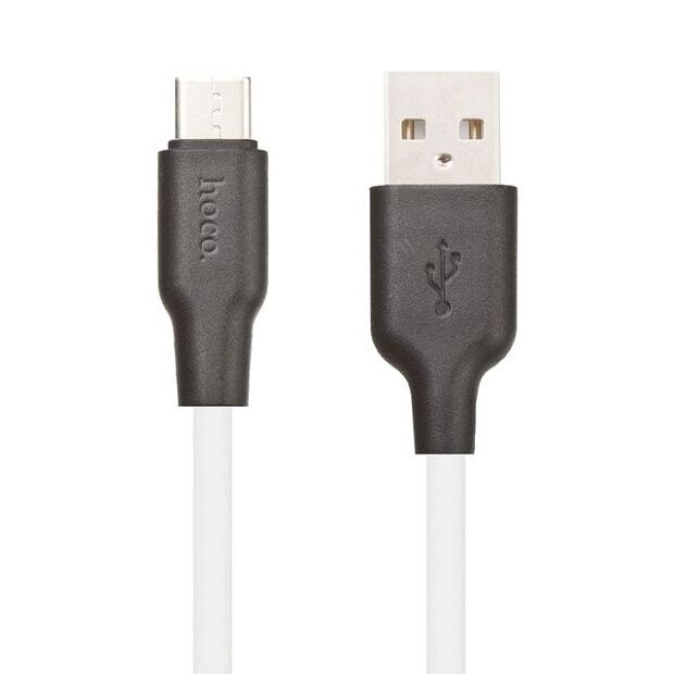 USB кабель HOCO X21 Plus Silicone Type-C, 3А, 1м, силикон (белый/черный) - 3