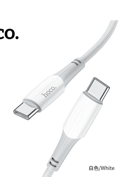 USB-C кабель HOCO X70 Ferry Type-C, 3А, PD60W, 1м, нейлон (белый) - 1