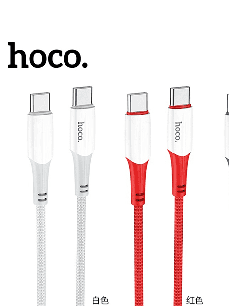 USB-C кабель HOCO X70 Ferry Type-C, 3А, PD60W, 1м, нейлон (белый) - 9
