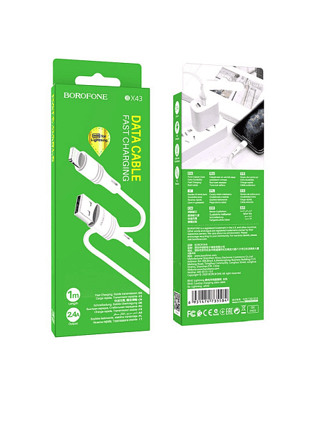 USB кабель BOROFONE BX43 CoolJoy Lightning 8-pin, 1м, 2.4A, PVC (белый) - 5