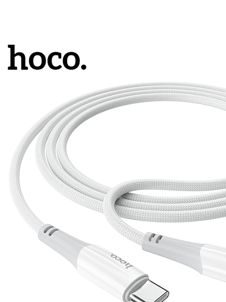 USB-C кабель HOCO X70 Ferry Type-C, 3А, PD60W, 1м, нейлон (белый) - 8