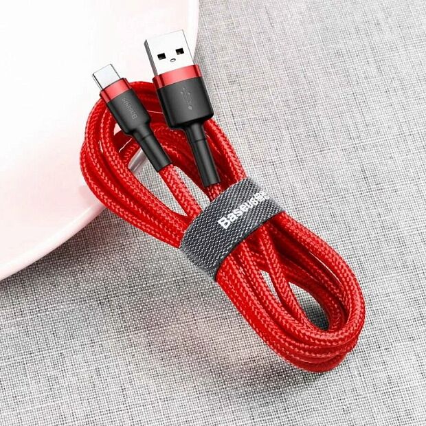 Кабель USB BASEUS Cafule, USB - Type-C, 2А, 2 м, красныйкрасный - 1