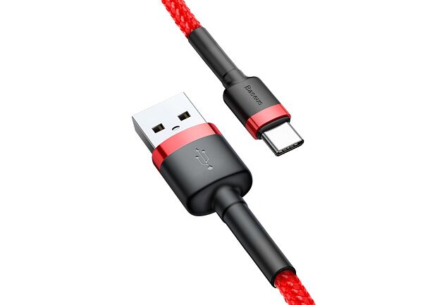 Кабель USB BASEUS Cafule, USB - Type-C, 2А, 2 м, красныйкрасный - 5